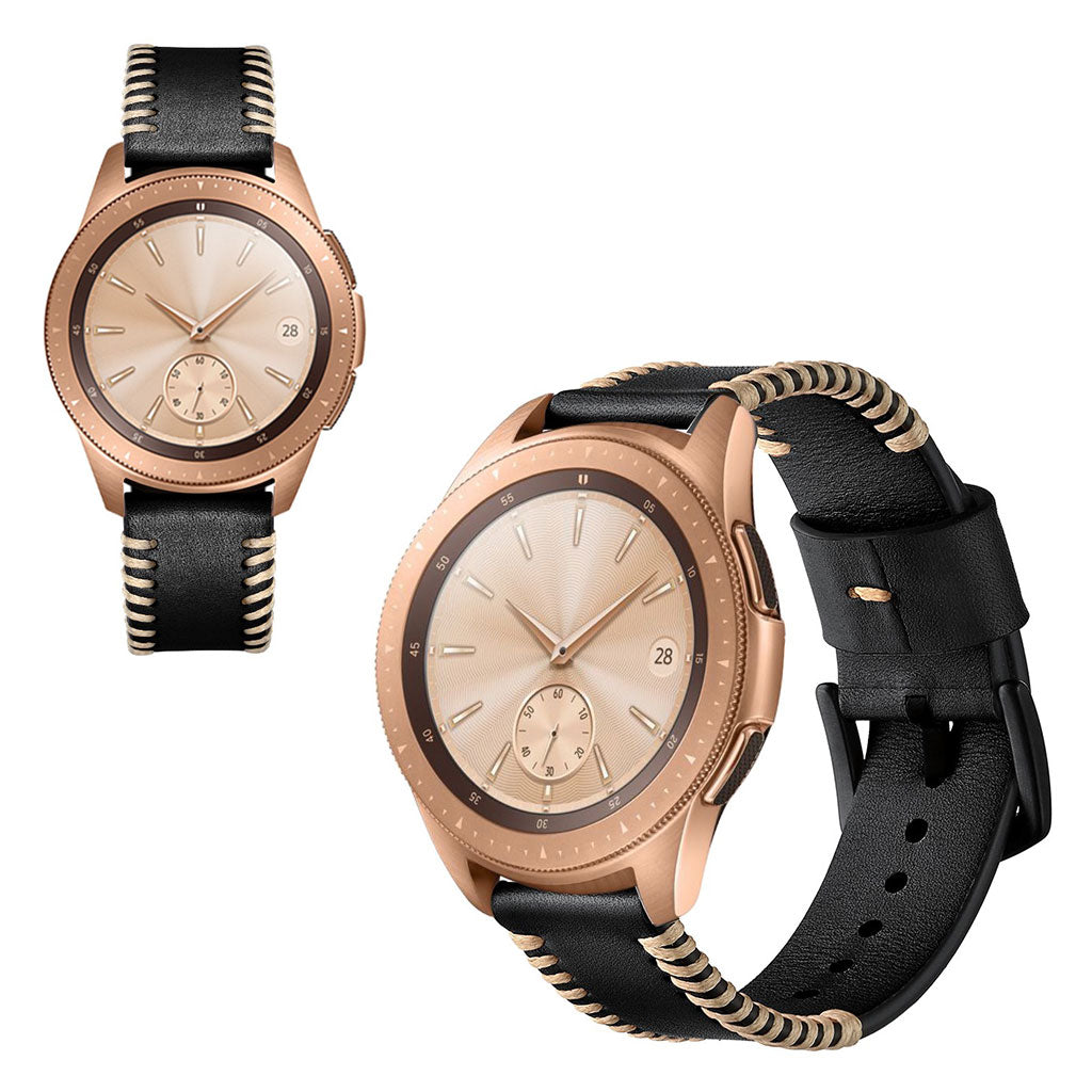 Mega kønt Samsung Galaxy Watch (42mm) Ægte læder Rem - Sort#serie_1