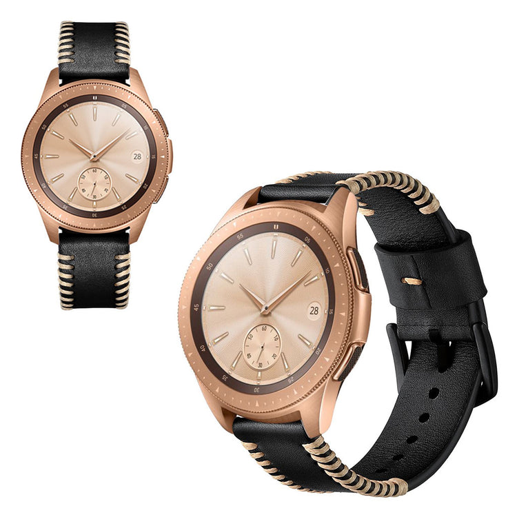 Mega kønt Samsung Galaxy Watch (42mm) Ægte læder Rem - Sort#serie_1