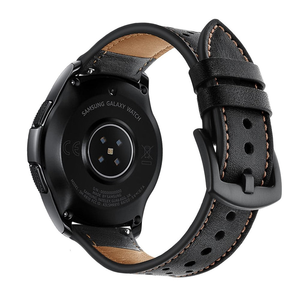 Vildt kønt Samsung Galaxy Watch (42mm) Ægte læder Rem - Sort#serie_2