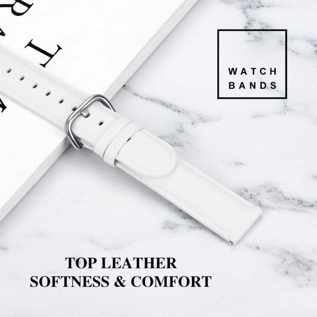 Rigtigt elegant Samsung Galaxy Watch (42mm) Ægte læder Rem - Hvid#serie_2