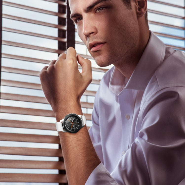 Rigtigt elegant Samsung Galaxy Watch (42mm) Ægte læder Rem - Hvid#serie_2