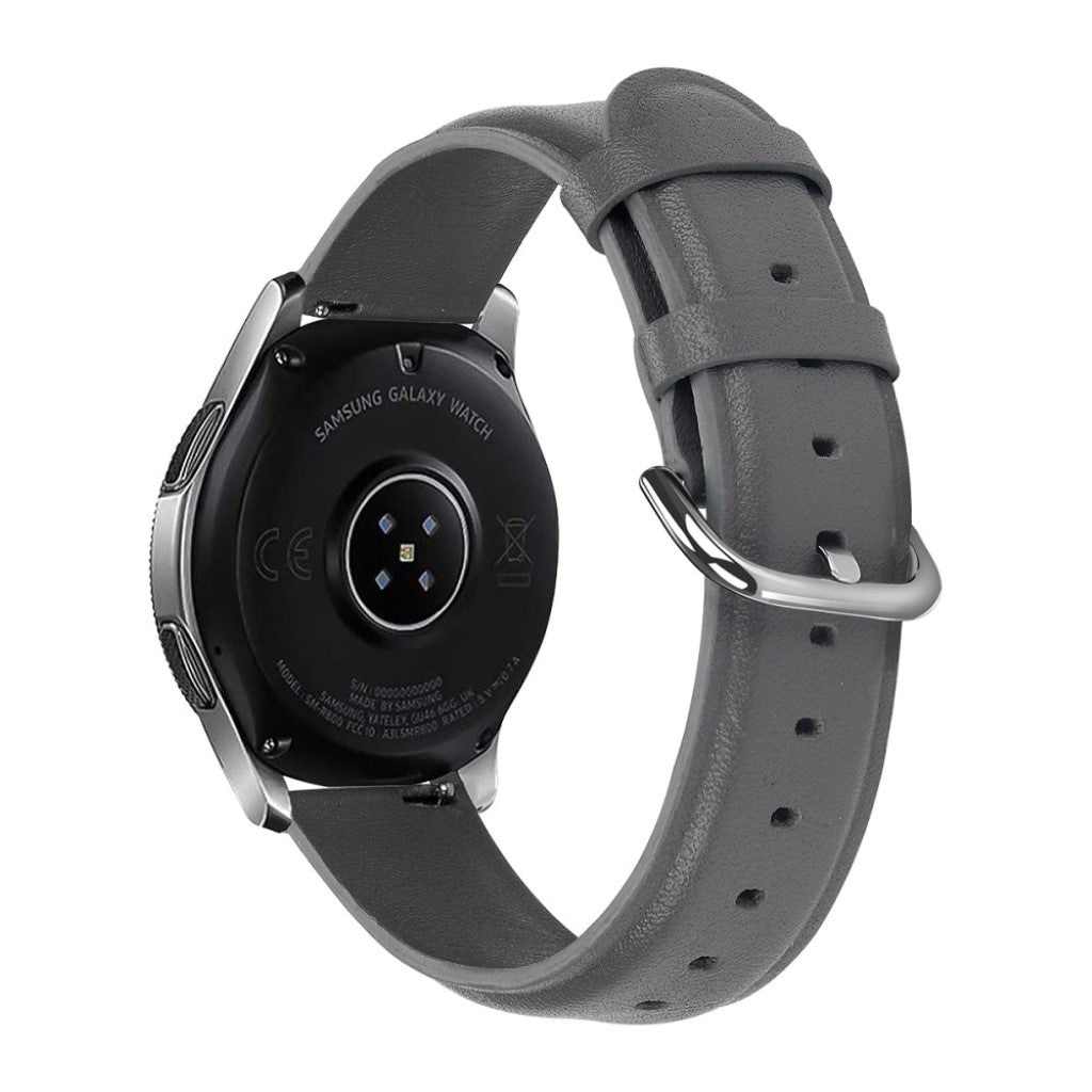 Rigtigt elegant Samsung Galaxy Watch (42mm) Ægte læder Rem - Sølv#serie_3
