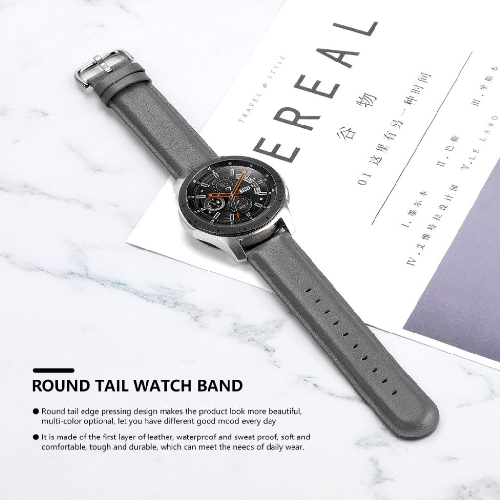 Rigtigt elegant Samsung Galaxy Watch (42mm) Ægte læder Rem - Sølv#serie_3