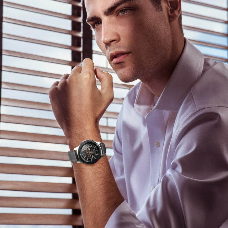 Rigtigt elegant Samsung Galaxy Watch (42mm) Ægte læder Rem - Sølv#serie_3