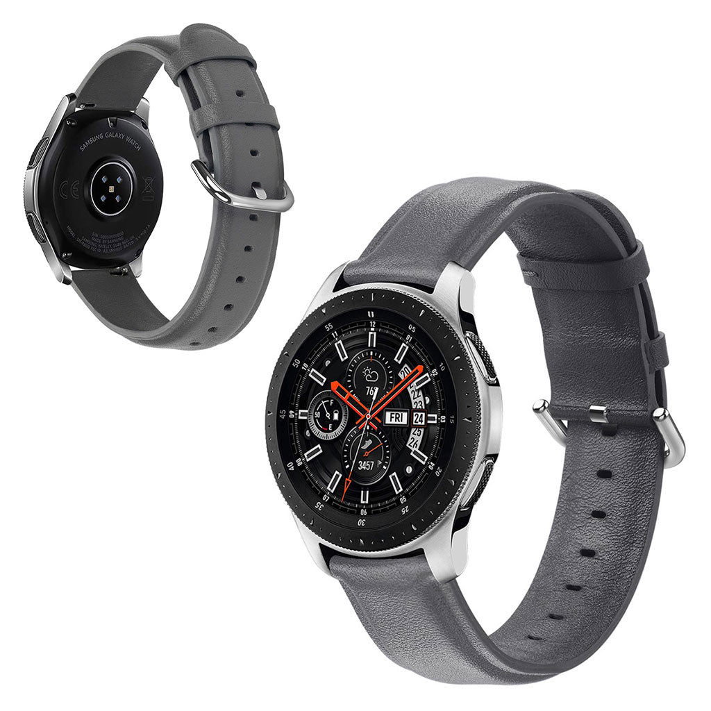 Rigtigt elegant Samsung Galaxy Watch (42mm) Ægte læder Rem - Sølv#serie_3