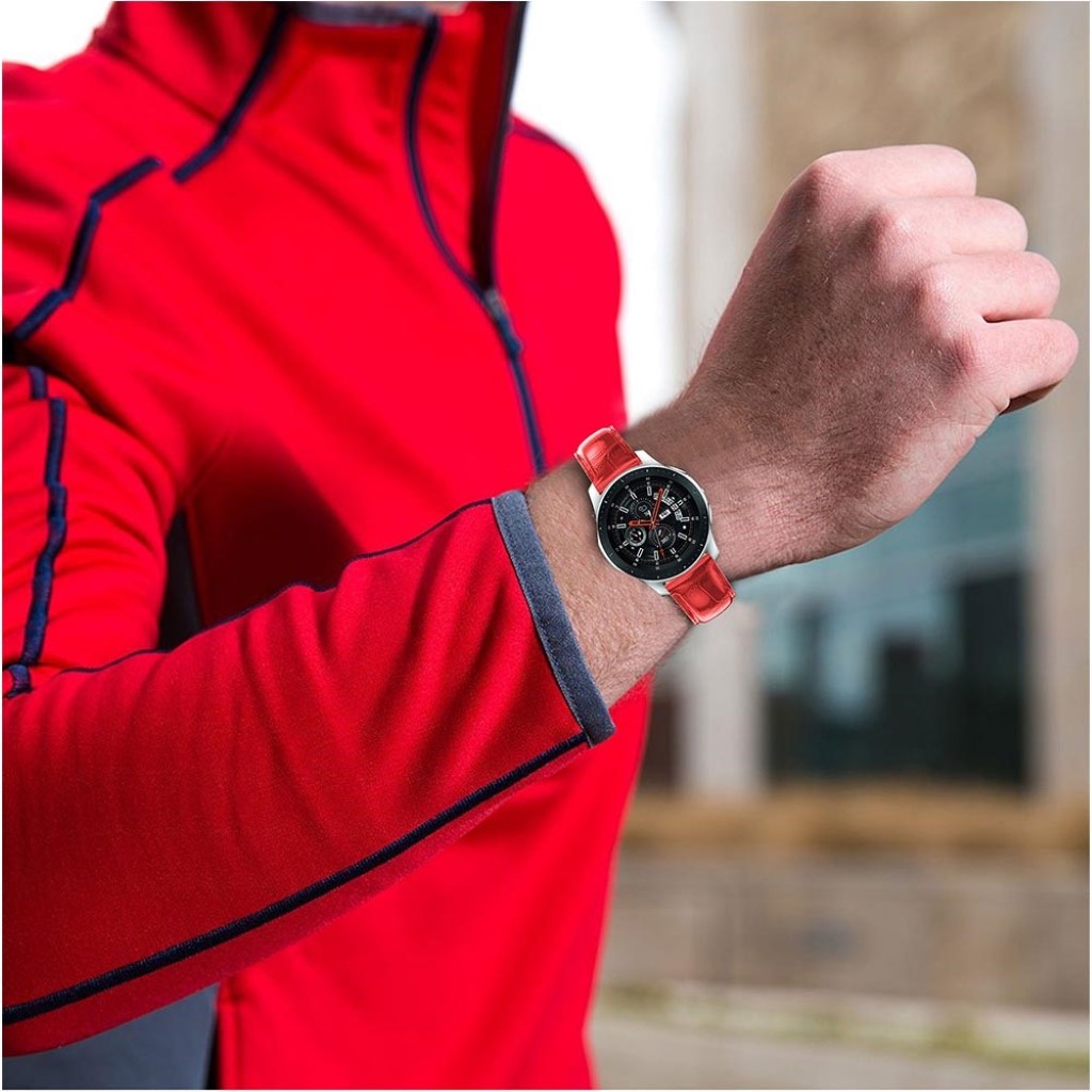 Vildt cool Samsung Galaxy Watch (46mm) Ægte læder Rem - Rød#serie_3