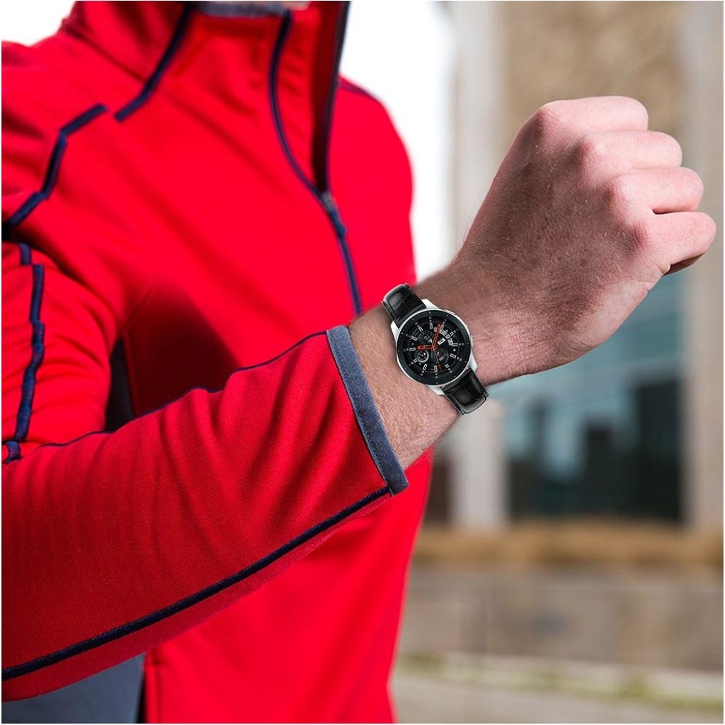 Vildt cool Samsung Galaxy Watch (46mm) Ægte læder Rem - Sort#serie_5