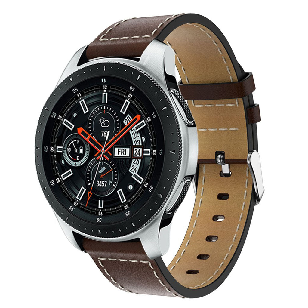 Super holdbart Samsung Galaxy Watch (46mm) Ægte læder Rem - Brun#serie_1