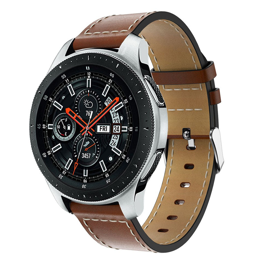 Super holdbart Samsung Galaxy Watch (46mm) Ægte læder Rem - Brun#serie_2