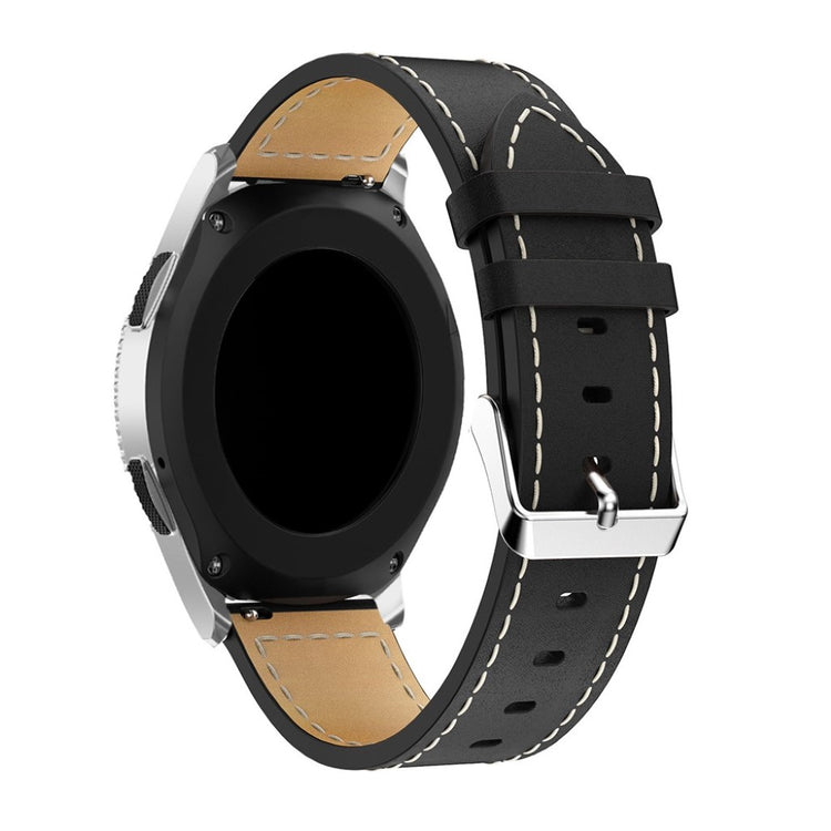 Super holdbart Samsung Galaxy Watch (46mm) Ægte læder Rem - Sort#serie_3