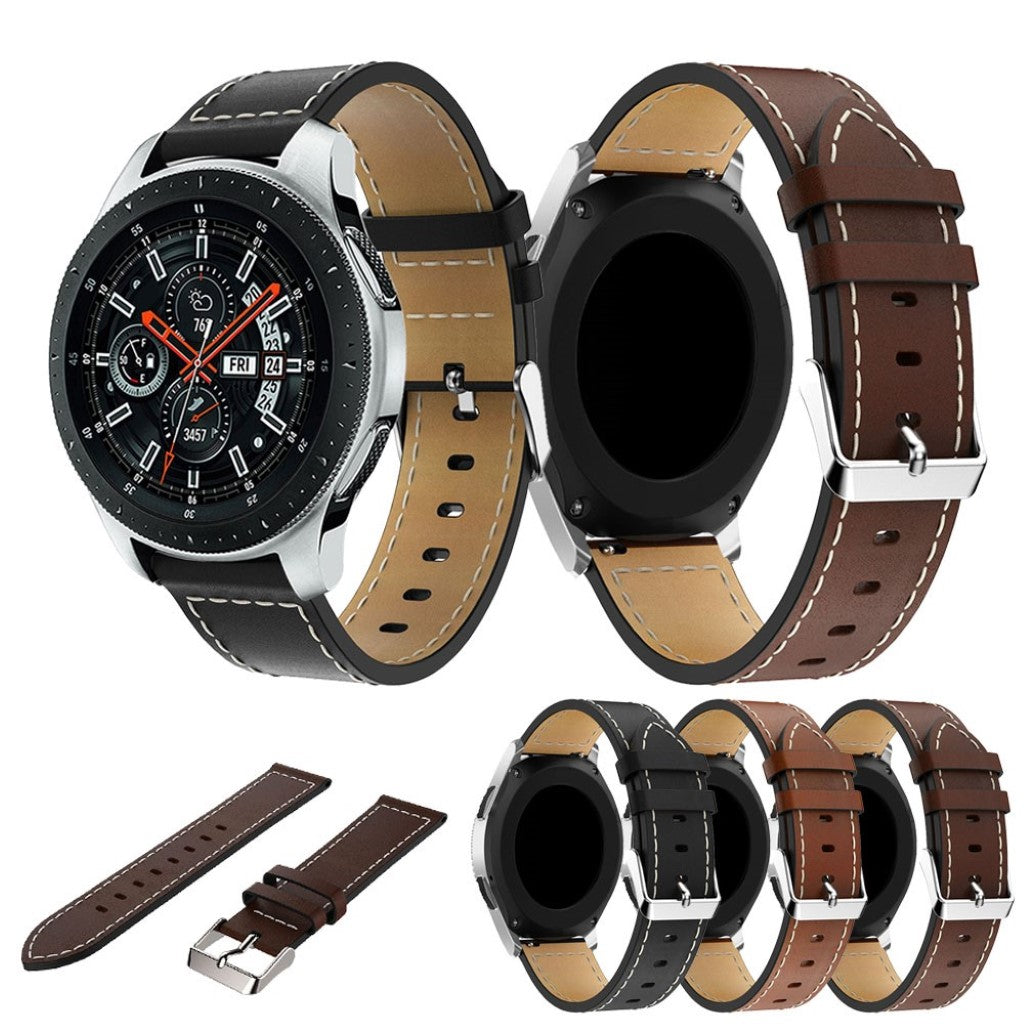 Super holdbart Samsung Galaxy Watch (46mm) Ægte læder Rem - Sort#serie_3