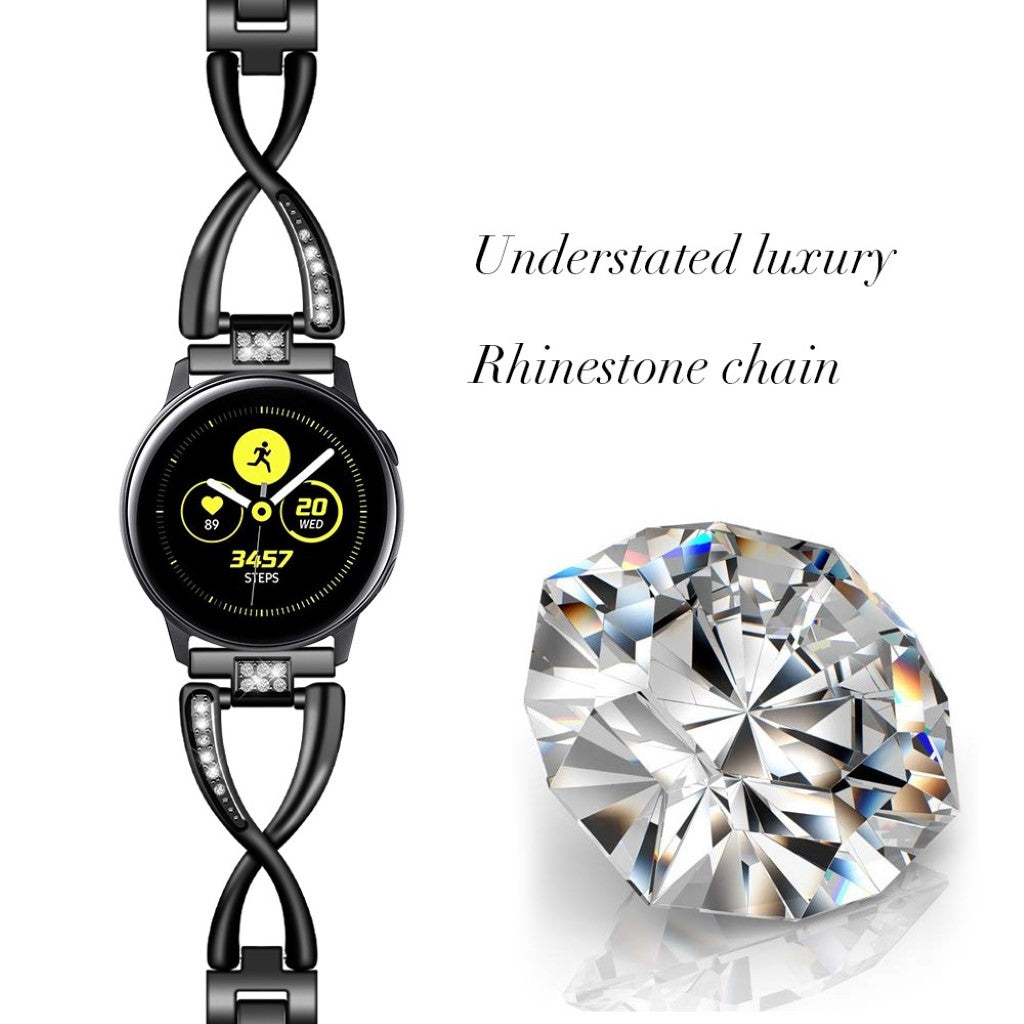 Kønt Samsung Galaxy Watch (46mm) Metal og Rhinsten Rem - Sort#serie_1