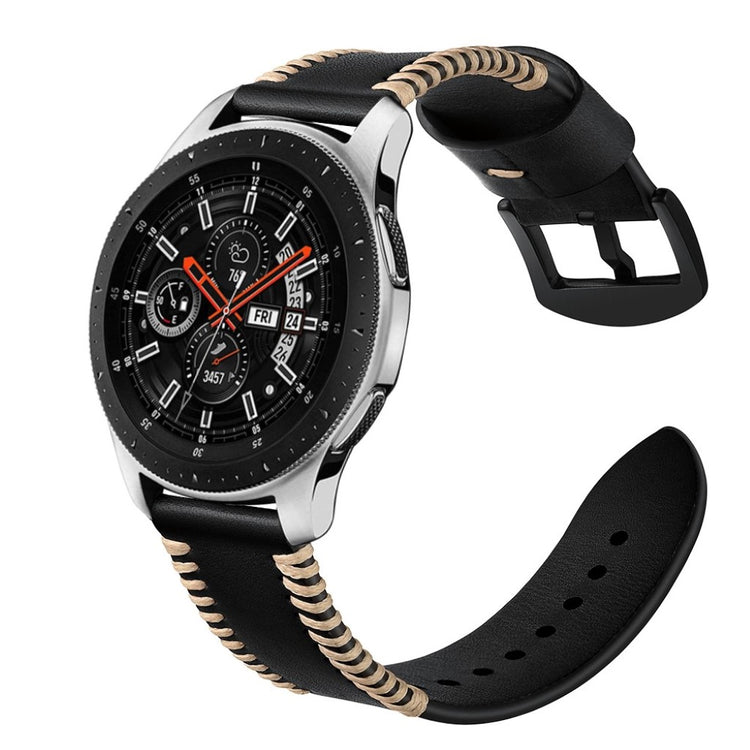 Meget fantastisk Samsung Galaxy Watch (46mm) Ægte læder Rem - Sort#serie_1