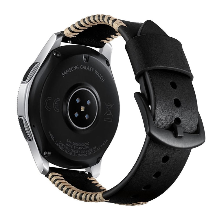 Meget fantastisk Samsung Galaxy Watch (46mm) Ægte læder Rem - Sort#serie_1