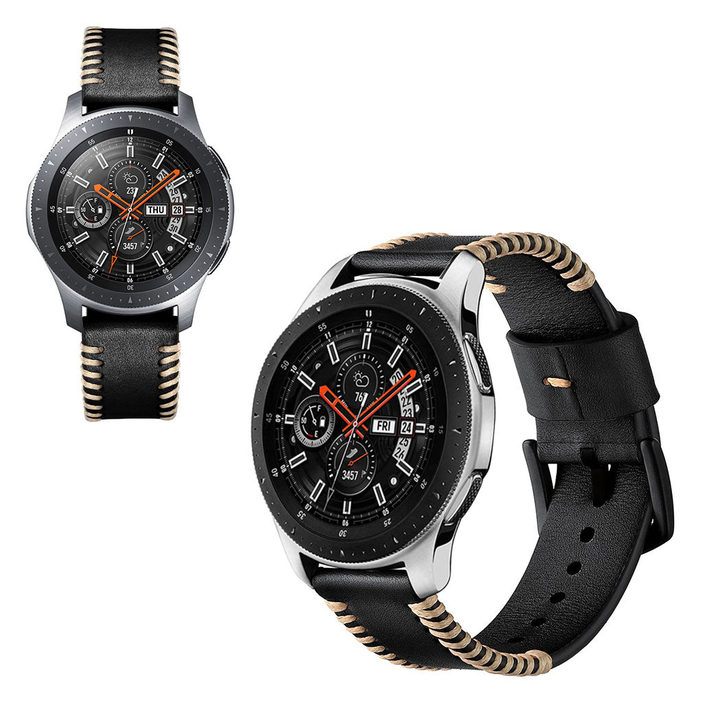 Meget fantastisk Samsung Galaxy Watch (46mm) Ægte læder Rem - Sort#serie_1