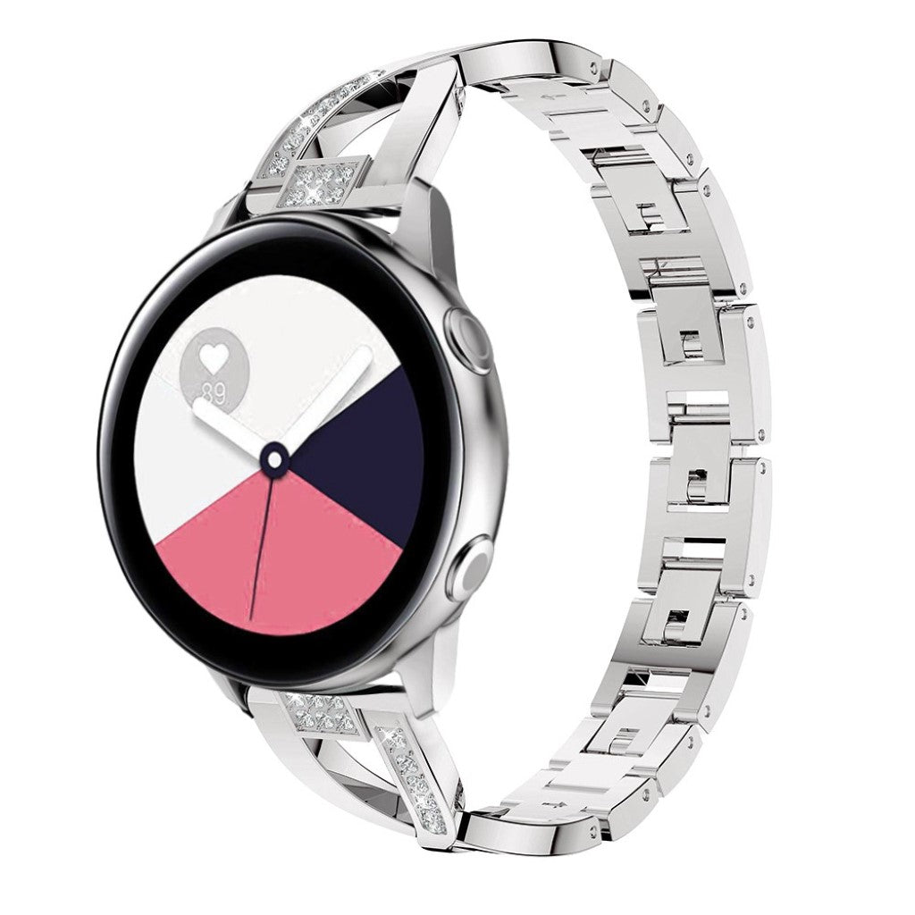 Stilren Samsung Galaxy Watch Active Metal og Rhinsten Rem - Sølv#serie_2