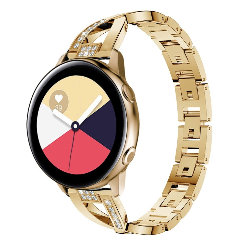 Stilren Samsung Galaxy Watch Active Metal og Rhinsten Rem - Guld#serie_3