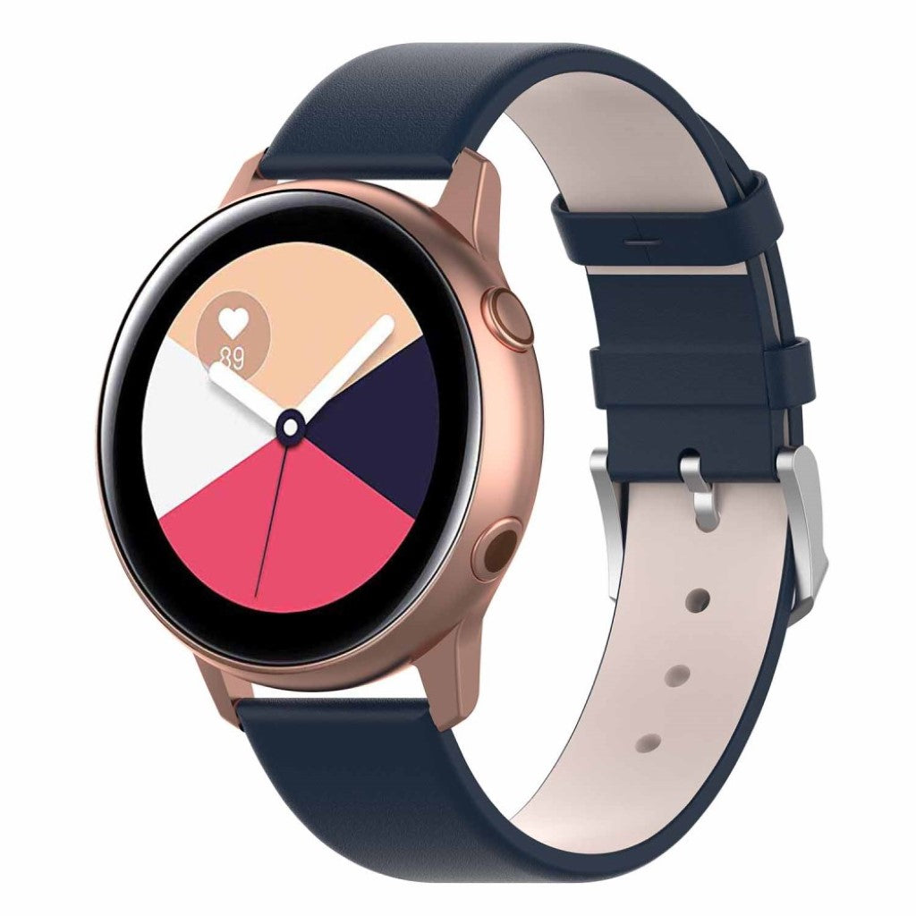 Mega smuk Samsung Galaxy Watch Active Ægte læder Rem - Blå#serie_4