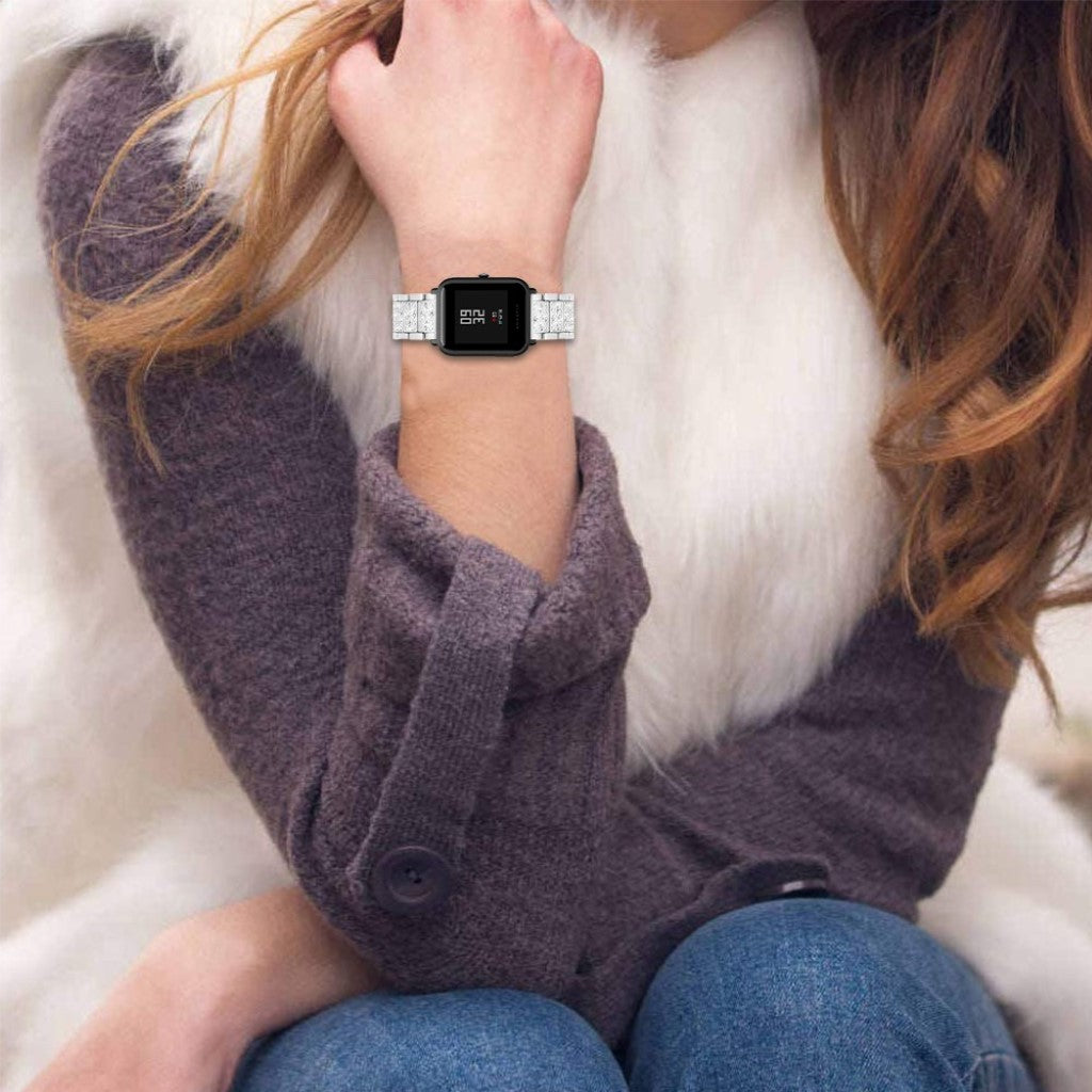 Mega godt Samsung Galaxy Watch Active Metal og Rhinsten Rem - Sølv#serie_2