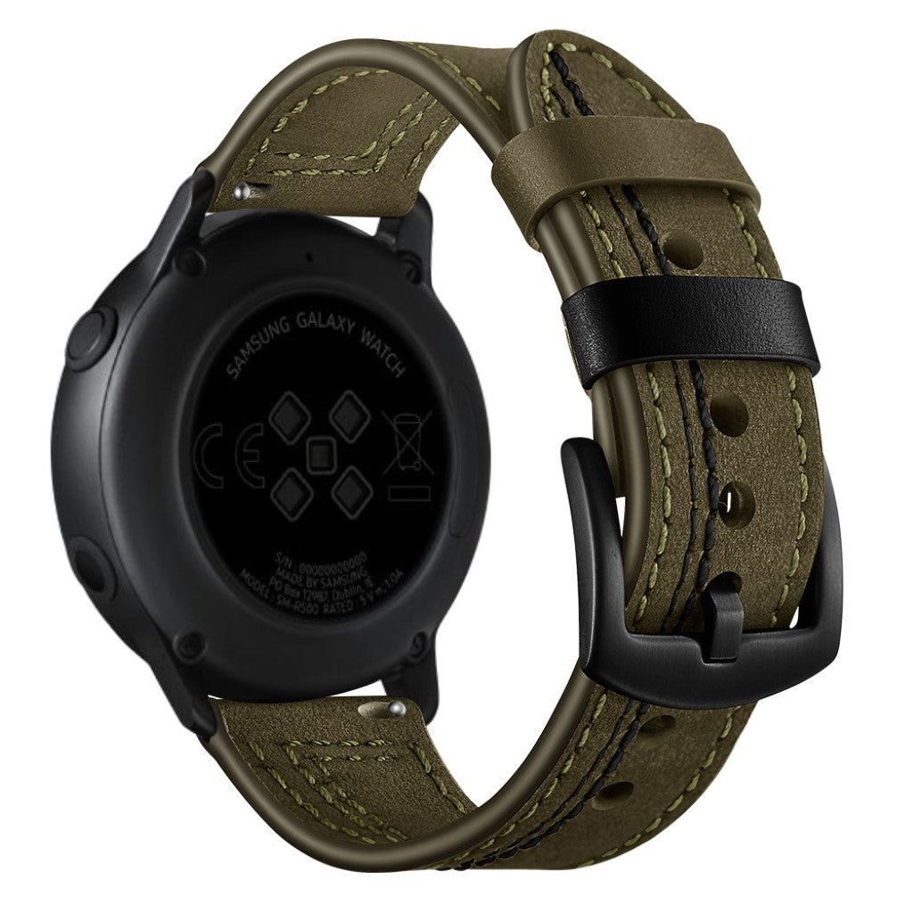 Mega slidstærk Samsung Galaxy Watch Active Ægte læder Rem - Grøn#serie_2