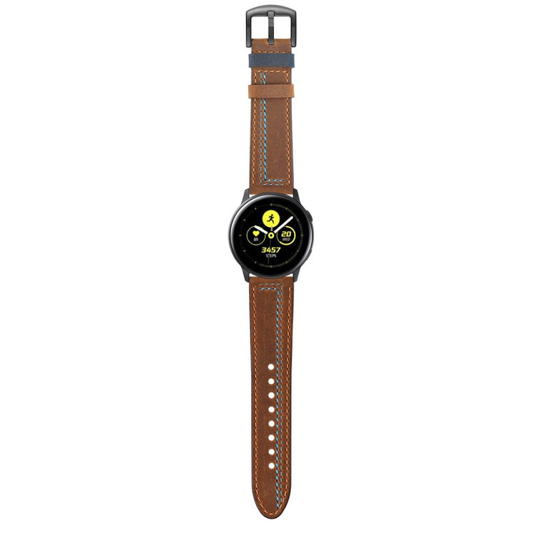 Mega slidstærk Samsung Galaxy Watch Active Ægte læder Rem - Brun#serie_3