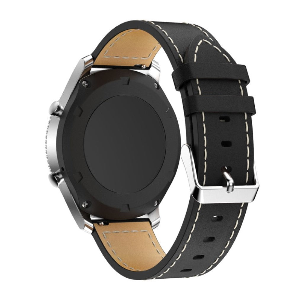 Mega slidstærk Samsung Gear S3 Frontier Ægte læder Rem - Sort#serie_1