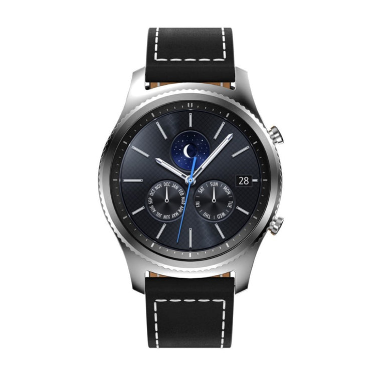 Mega slidstærk Samsung Gear S3 Frontier Ægte læder Rem - Sort#serie_1