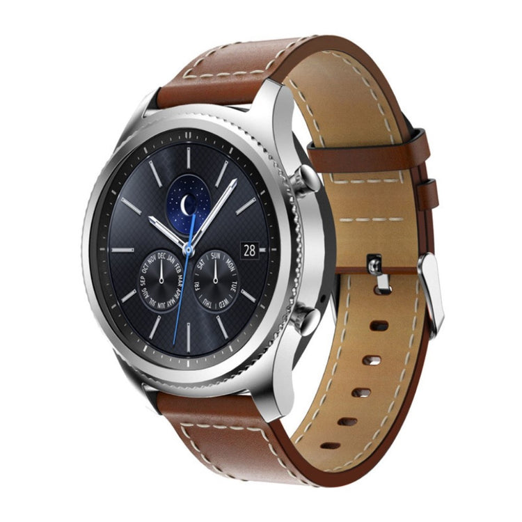 Mega slidstærk Samsung Gear S3 Frontier Ægte læder Rem - Brun#serie_2