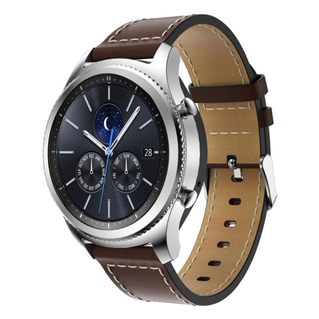 Mega slidstærk Samsung Gear S3 Frontier Ægte læder Rem - Brun#serie_3