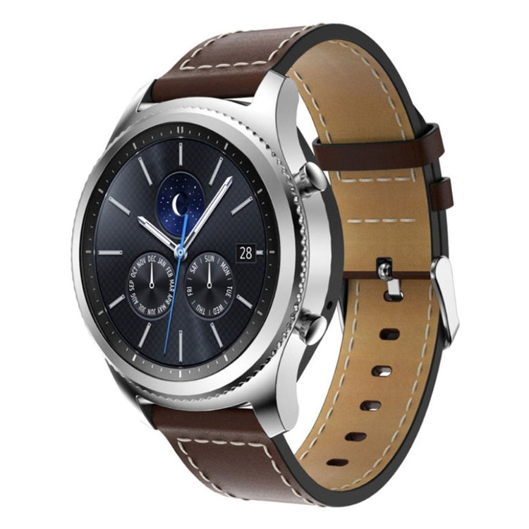Mega slidstærk Samsung Gear S3 Frontier Ægte læder Rem - Brun#serie_3