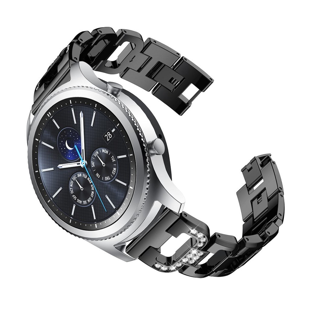 Mega cool Samsung Gear S3 Frontier Metal og Rhinsten Rem - Sort#serie_1