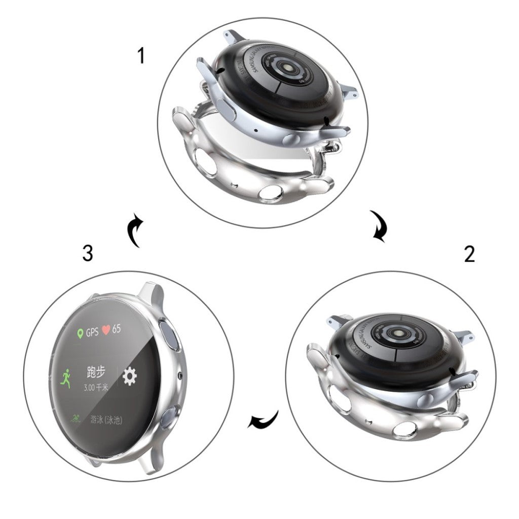 Super Pænt Samsung Galaxy Watch Active 2 - 40mm Silikone Cover - Sølv#serie_3
