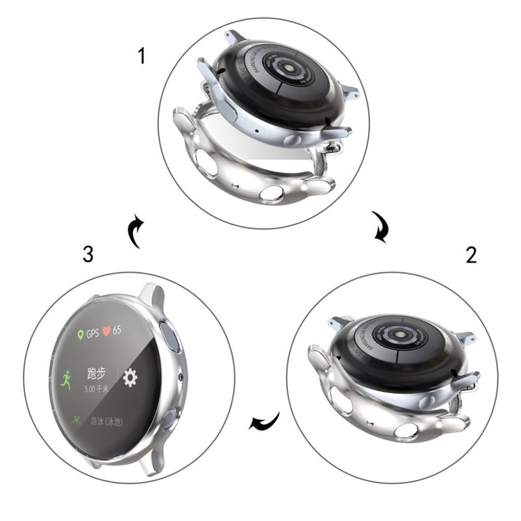 Super Pænt Samsung Galaxy Watch Active 2 - 40mm Silikone Cover - Sølv#serie_3