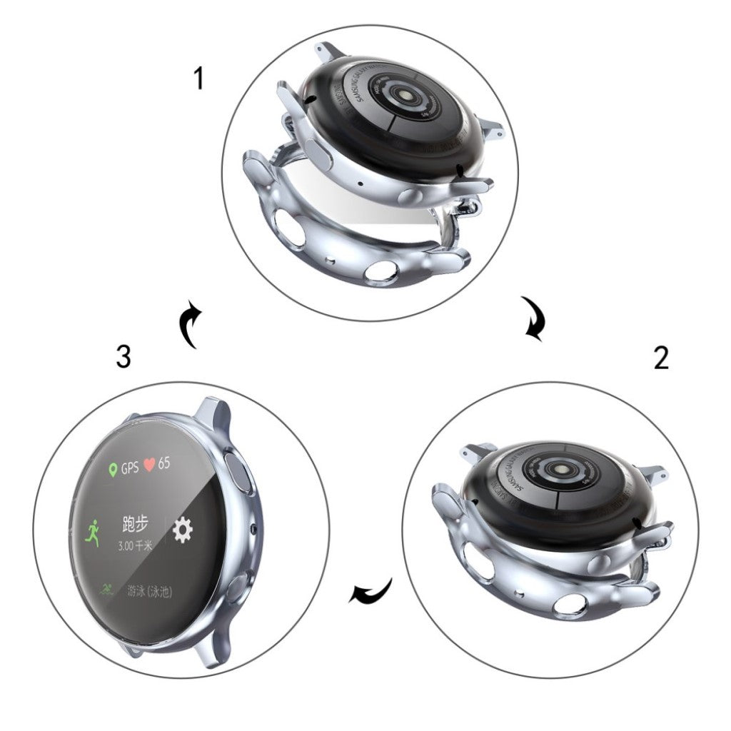 Super Pænt Samsung Galaxy Watch Active 2 - 40mm Silikone Cover - Sølv#serie_7