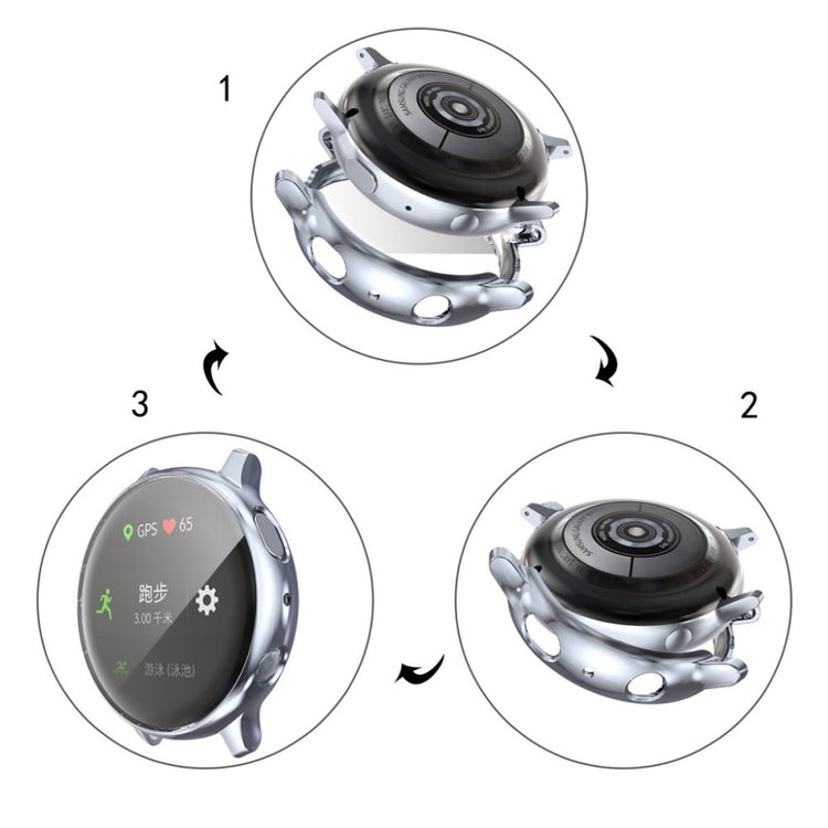 Super Pænt Samsung Galaxy Watch Active 2 - 40mm Silikone Cover - Sølv#serie_7