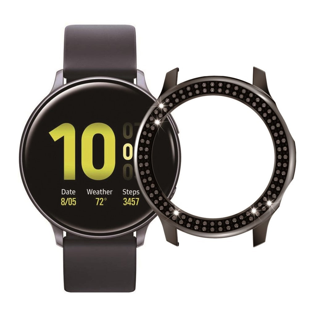 Samsung Galaxy Watch Active 2 - 40mm Elegant Rhinsten og Silikone Bumper  - Sort#serie_1