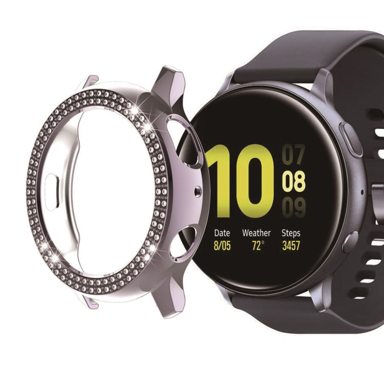 Samsung Galaxy Watch Active 2 - 40mm Elegant Rhinsten og Silikone Bumper  - Sølv#serie_3