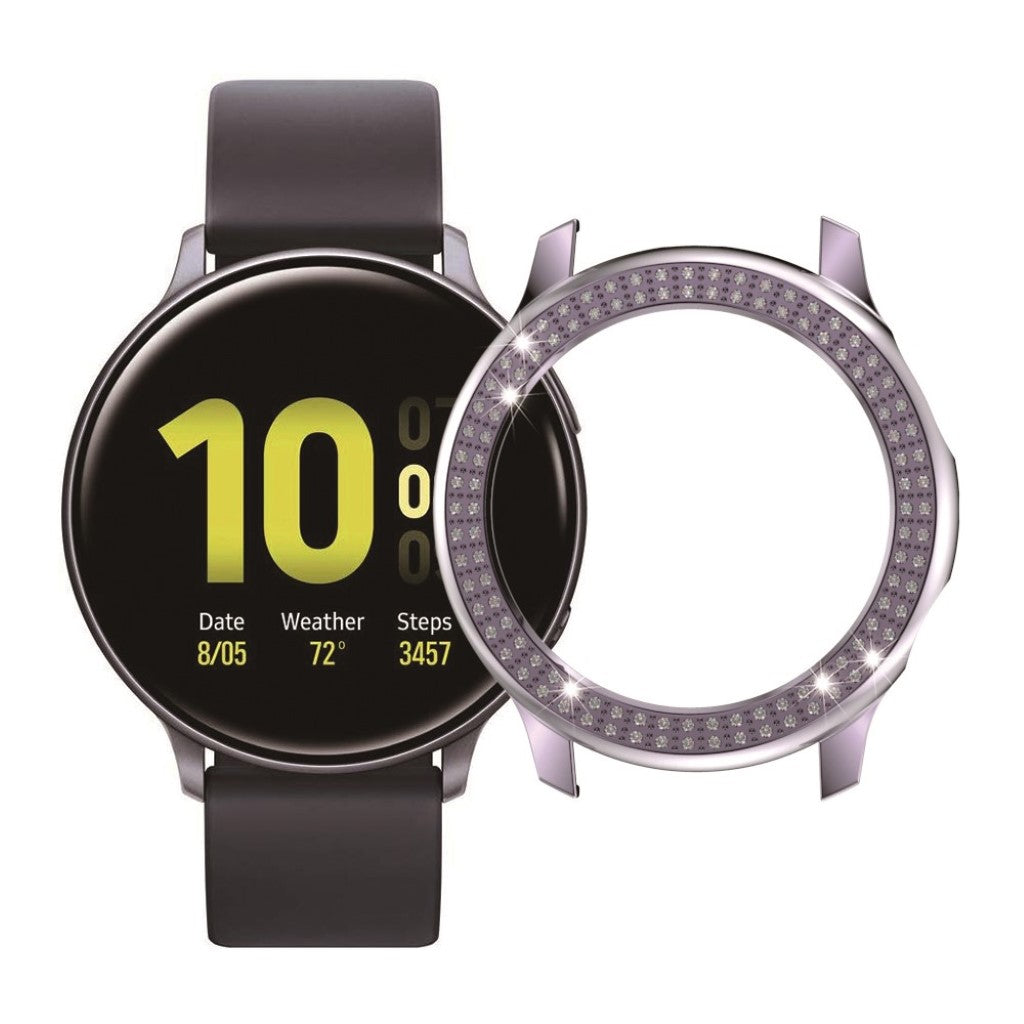 Samsung Galaxy Watch Active 2 - 40mm Elegant Rhinsten og Silikone Bumper  - Sølv#serie_3