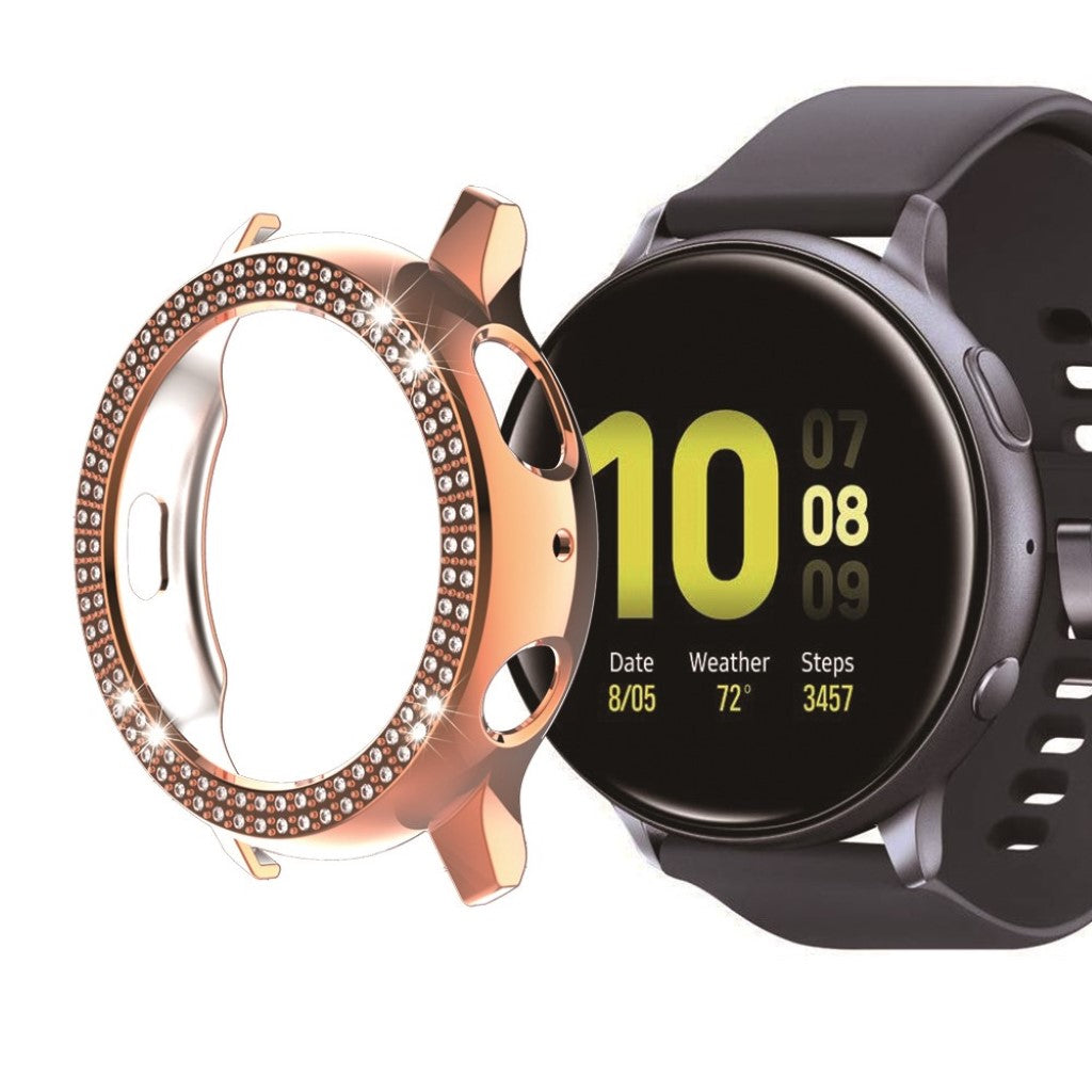 Samsung Galaxy Watch Active 2 - 40mm Elegant Rhinsten og Silikone Bumper  - Pink#serie_6
