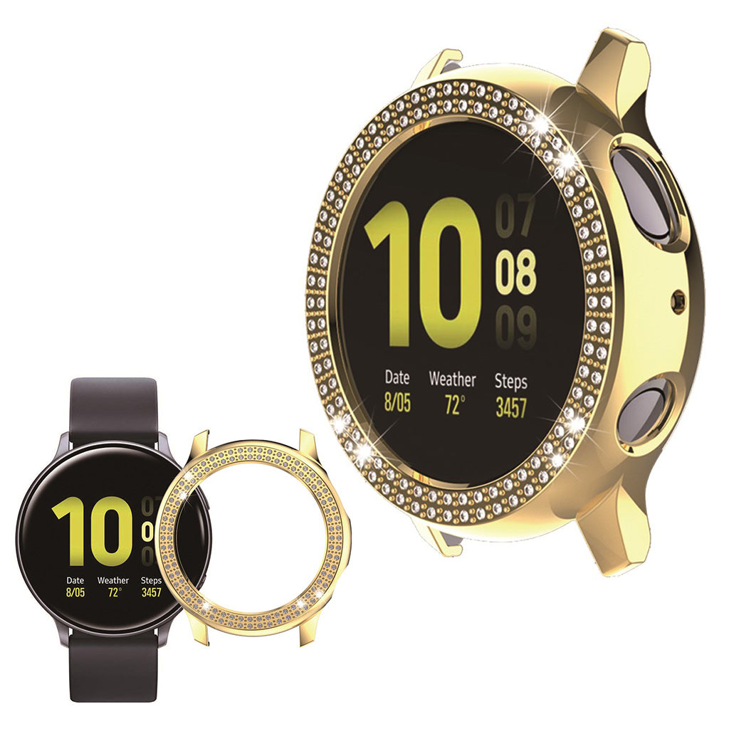 Samsung Galaxy Watch Active 2 - 40mm Elegant Rhinsten og Silikone Bumper  - Guld#serie_7