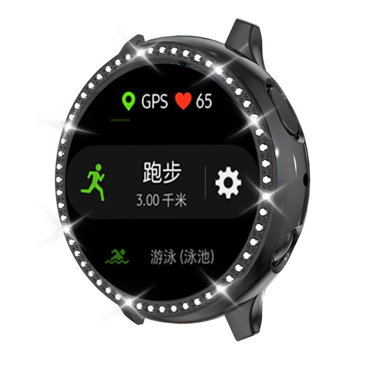 Samsung Galaxy Watch Active 2 - 40mm  Rhinsten og Silikone Bumper  - Sort#serie_1