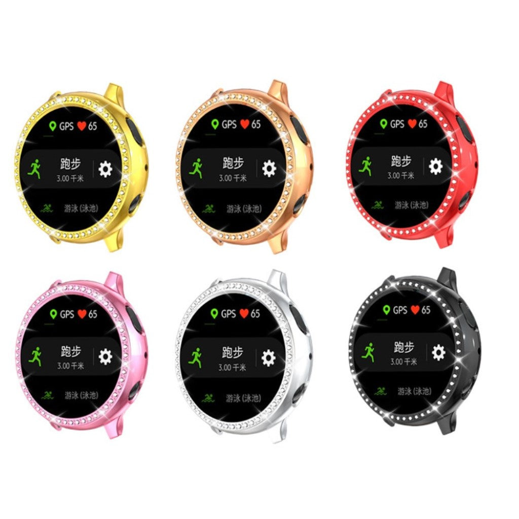 Samsung Galaxy Watch Active 2 - 40mm  Rhinsten og Silikone Bumper  - Sort#serie_1