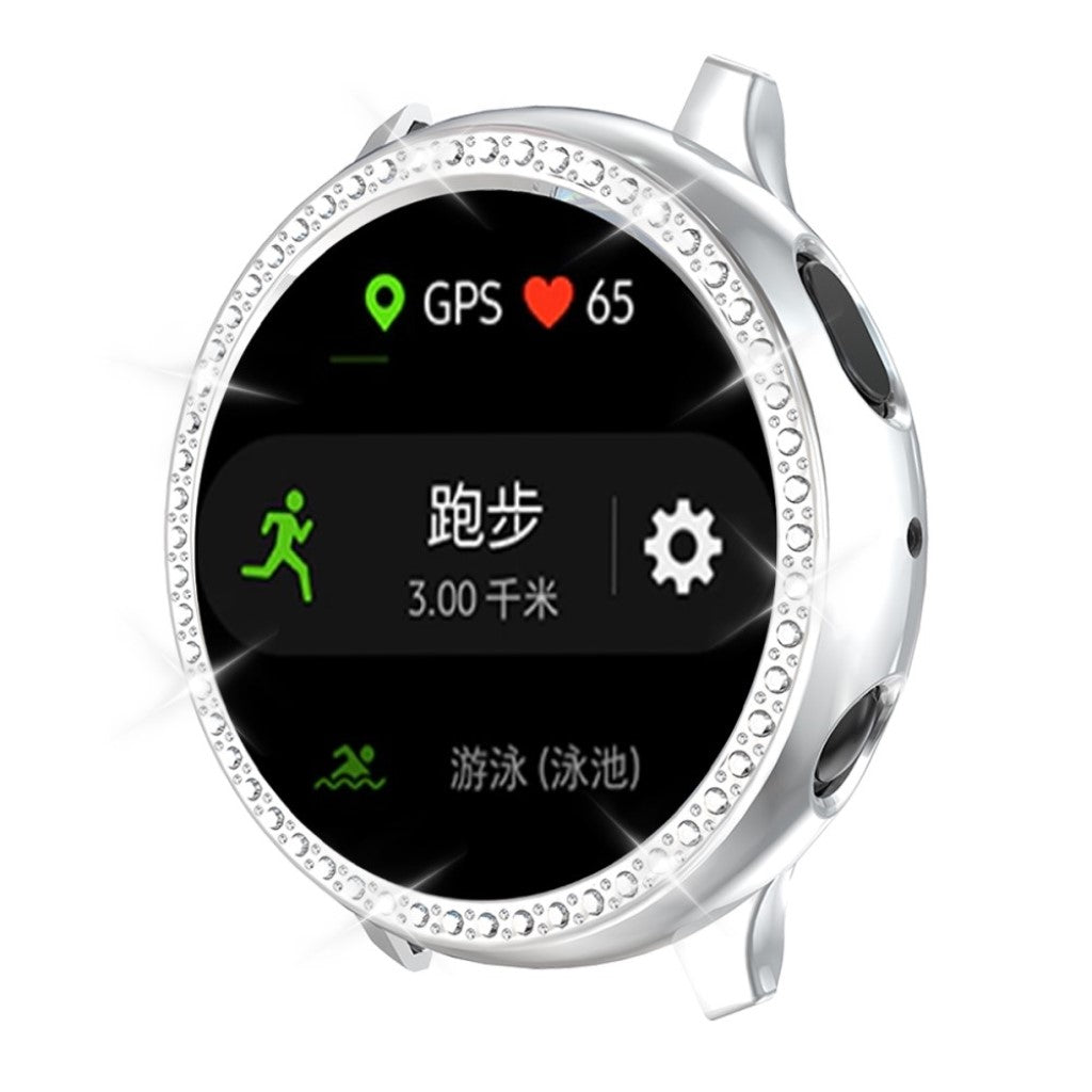 Samsung Galaxy Watch Active 2 - 40mm  Rhinsten og Silikone Bumper  - Sølv#serie_2
