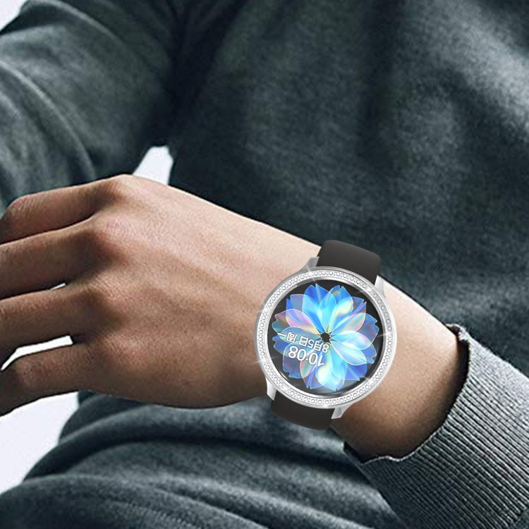 Samsung Galaxy Watch Active 2 - 40mm  Rhinsten og Silikone Bumper  - Sølv#serie_2