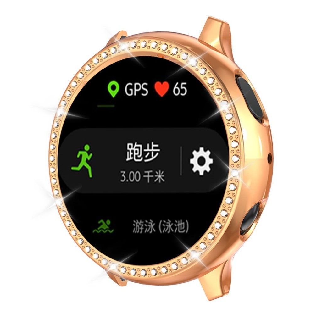 Samsung Galaxy Watch Active 2 - 40mm  Rhinsten og Silikone Bumper  - Pink#serie_5