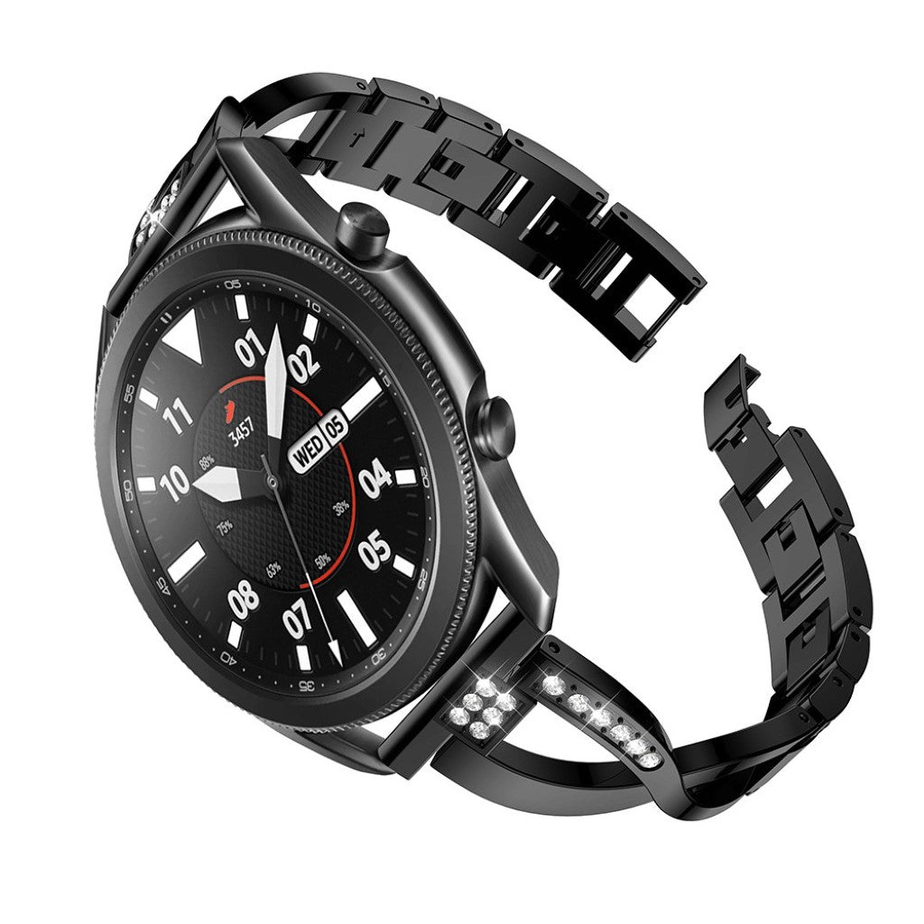 Fint Samsung Galaxy Watch 3 (45mm) Metal og Rhinsten Rem - Sort#serie_1