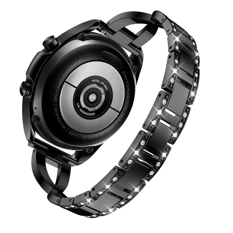 Fint Samsung Galaxy Watch 3 (45mm) Metal og Rhinsten Rem - Sort#serie_1