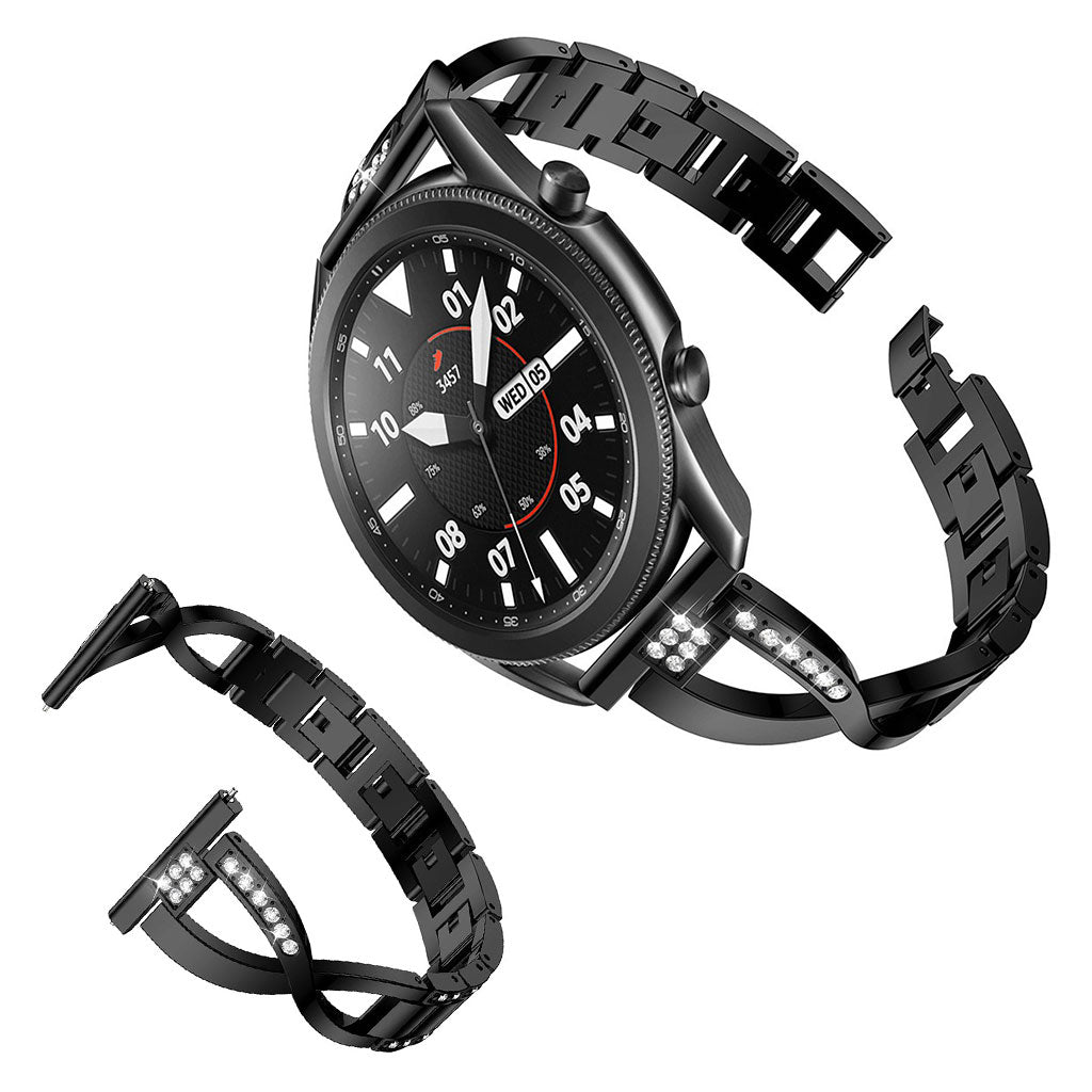 Fint Samsung Galaxy Watch 3 (45mm) Metal og Rhinsten Rem - Sort#serie_1