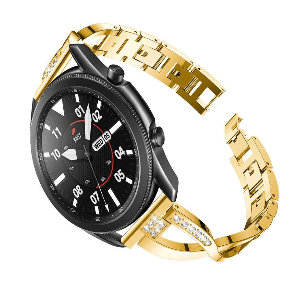 Fint Samsung Galaxy Watch 3 (45mm) Metal og Rhinsten Rem - Guld#serie_2