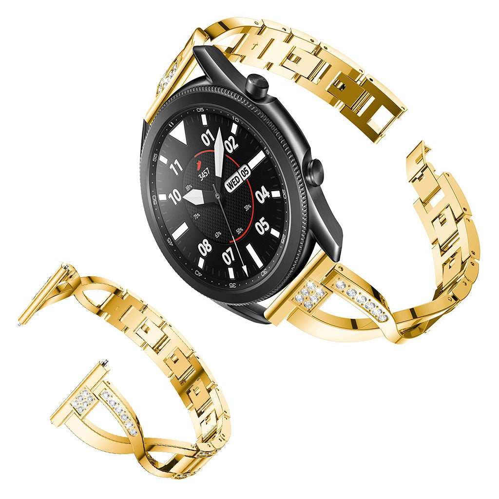 Fint Samsung Galaxy Watch 3 (45mm) Metal og Rhinsten Rem - Guld#serie_2